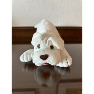 Vintage 1985 Prestige Toy Corp White Puppy Dog Plush 9" Stuffed Animal‎